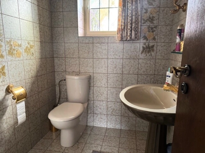Das großzügige Wohnzimmer mit Blumenfenster