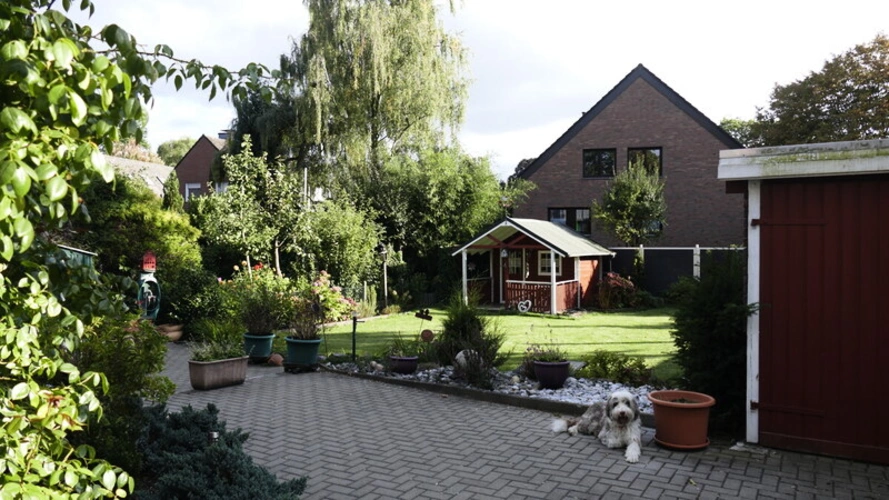 Blick in den Garten von der Zufahrt