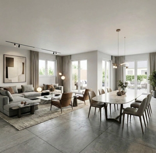 Wohn-Esszimmer visualisiert