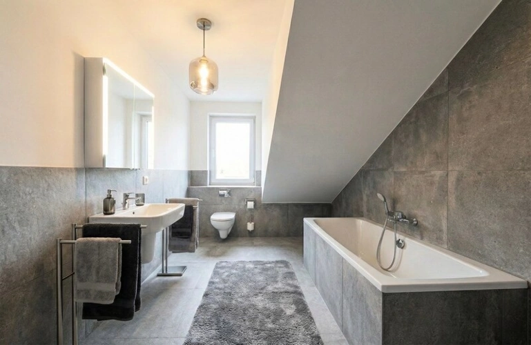 Badezimmer Dachgeschoss visualisiert