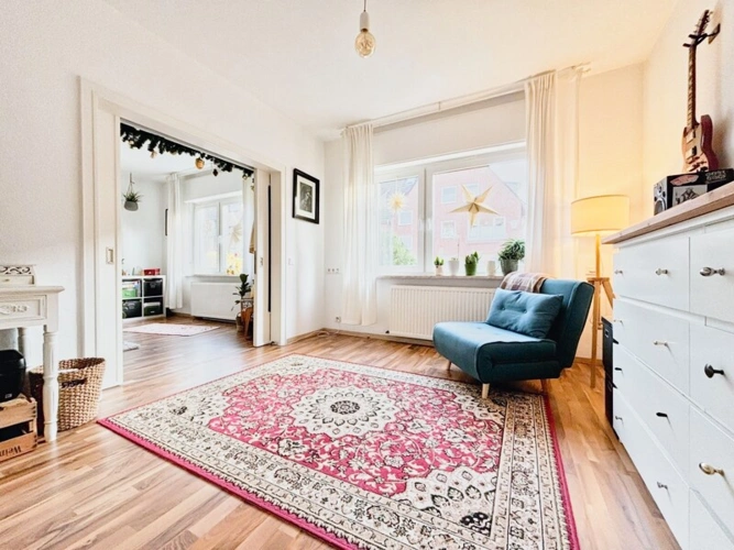 Blick vom Garten zur Wohnung