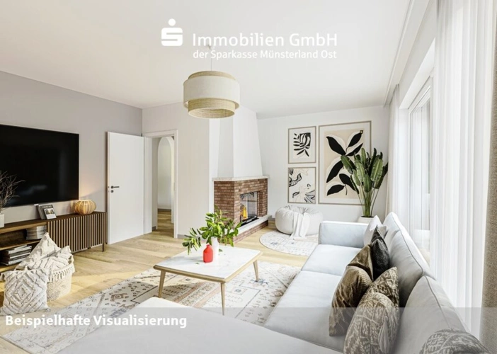 Wohnzimmer mit Kaminecke