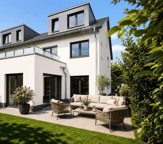 Terrasse mit visualisierter Möblierung